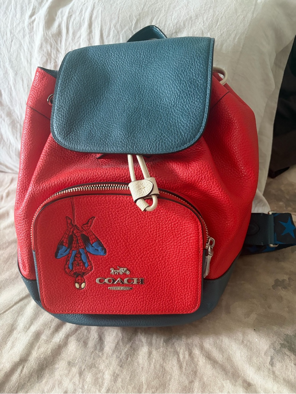 Coach Red & Blue Spiderman Leather Backpack